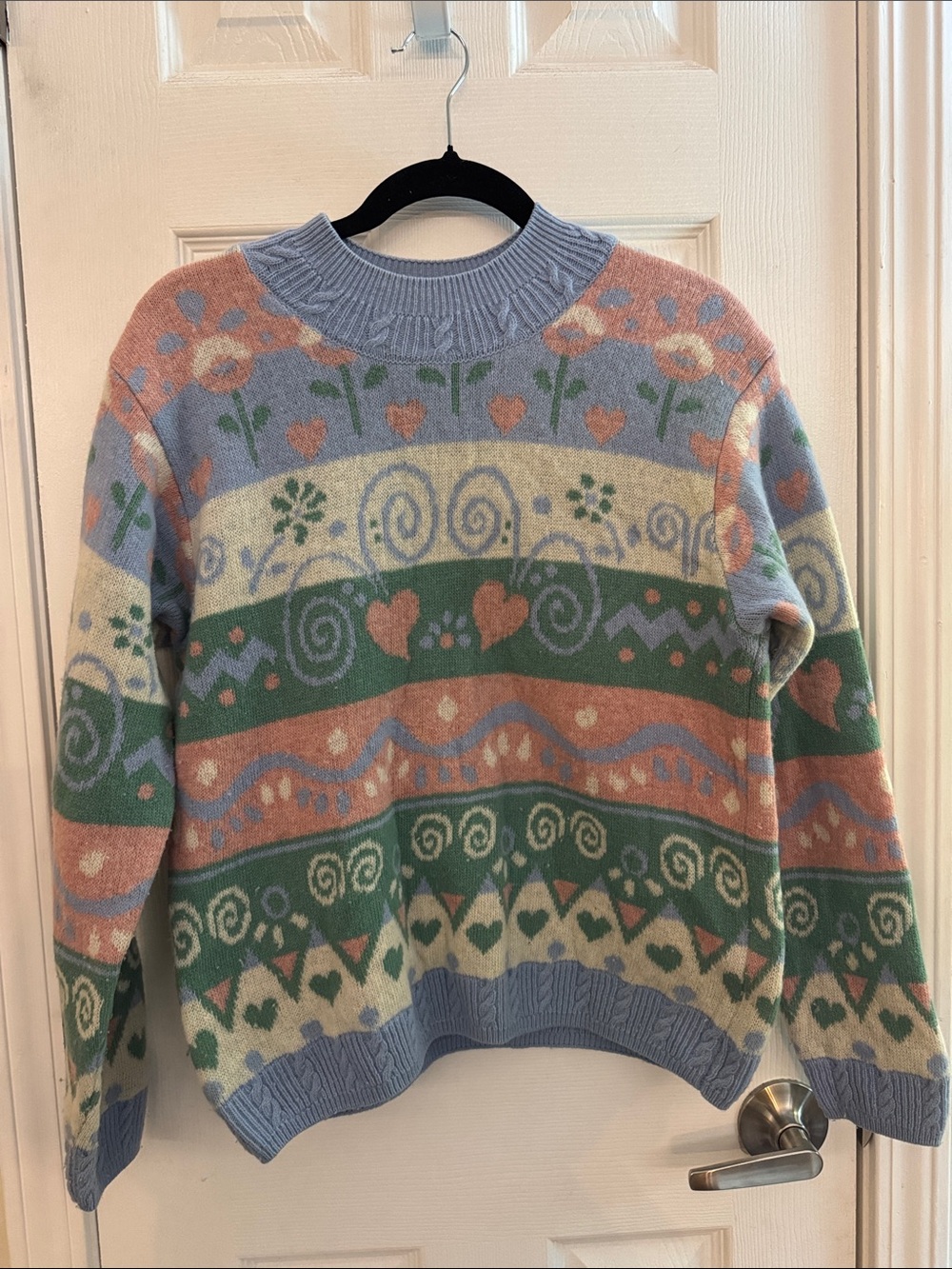 United Colors of Benetton Vintage Wool Blend
Sweater Pastel Hearts Size XL